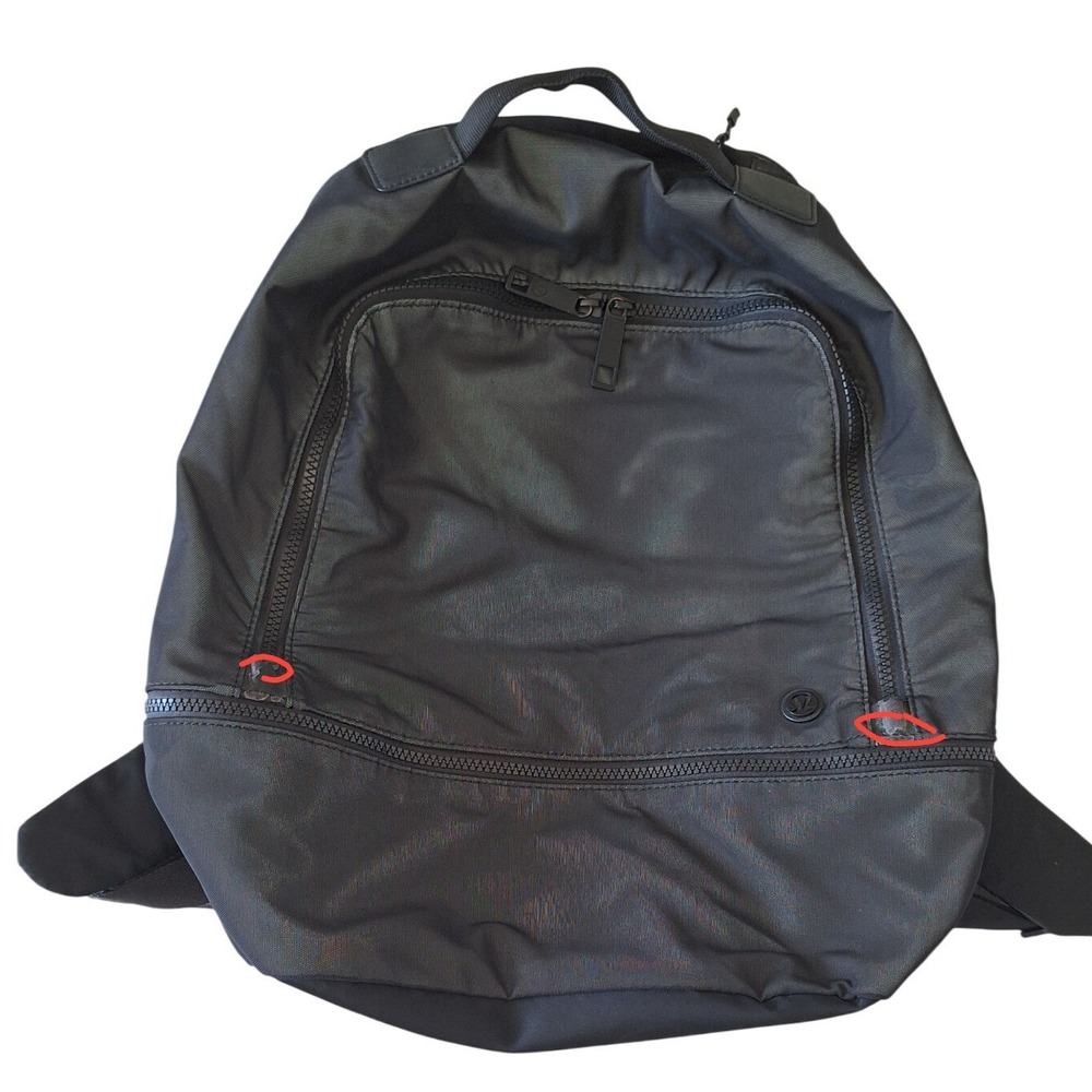 lululemon Black Nylon Gym Backpack Zip Closure Unisex Adjustable Strap O/S‎